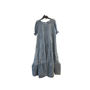 Women's DNA Blue Tiered Midi Dress M